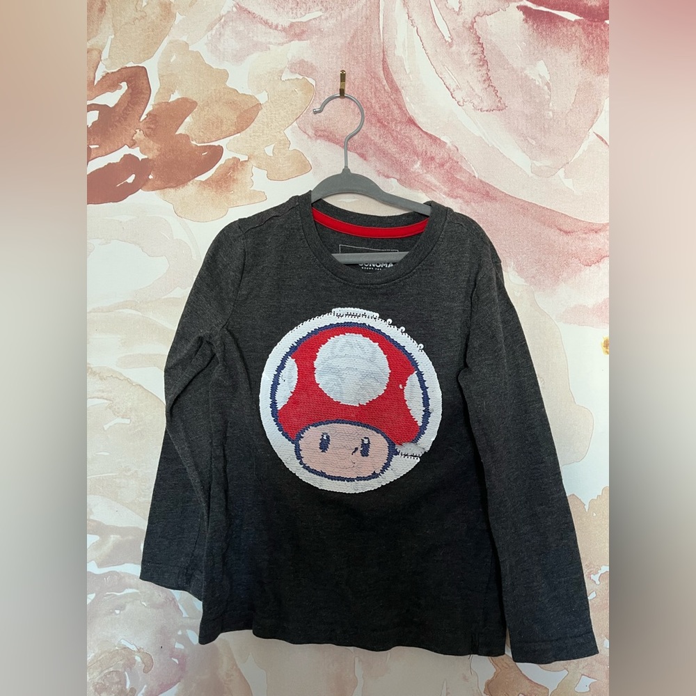 Fun sequin shirt mushroom mario